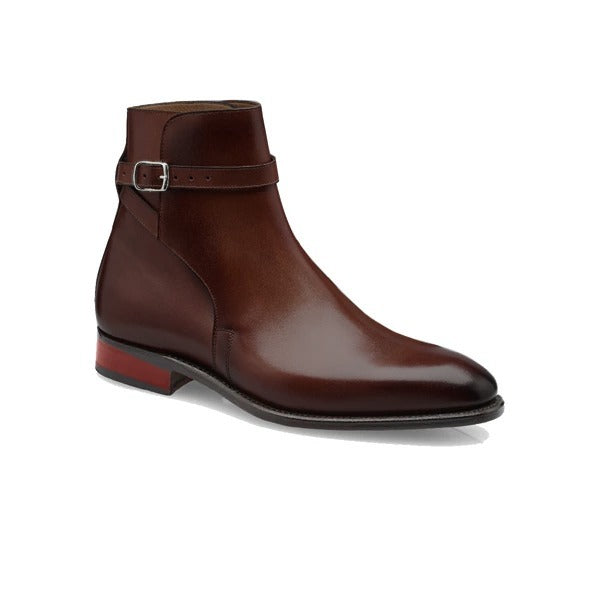 Classy Shiny Italian Leather Around Buckle Strap Boots