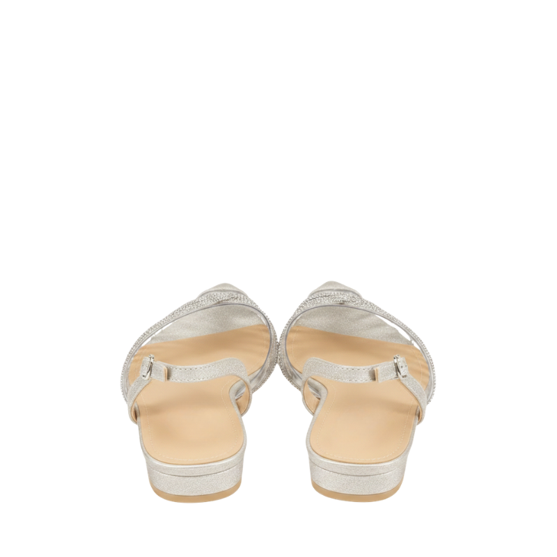 Women's Champagne Crystal Mesh Slingback Sandal