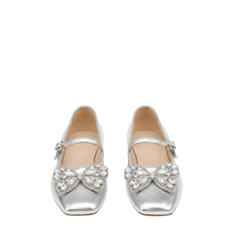 Women's Italian Luxe Crystal Bow Mary Jane Sandal