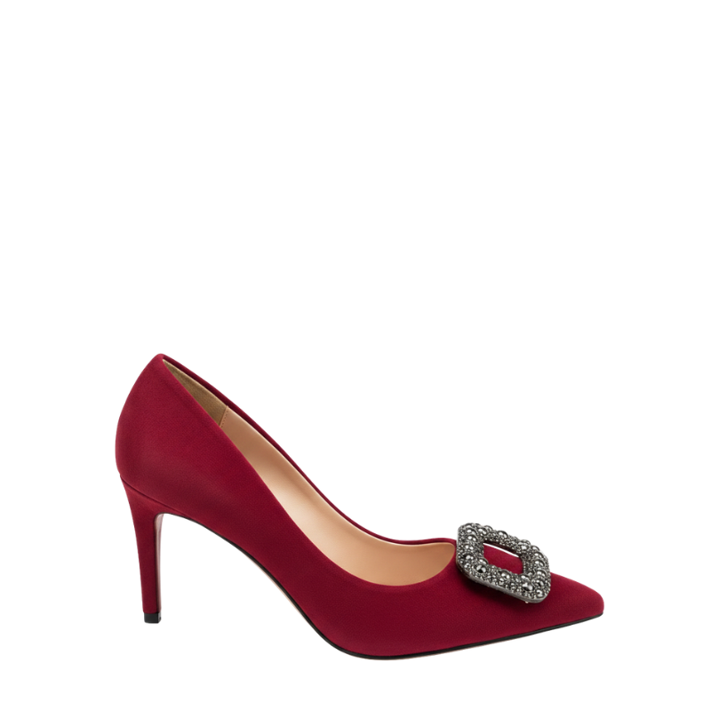 Women's Ruby Crystal Buckle Stiletto Pump Heels