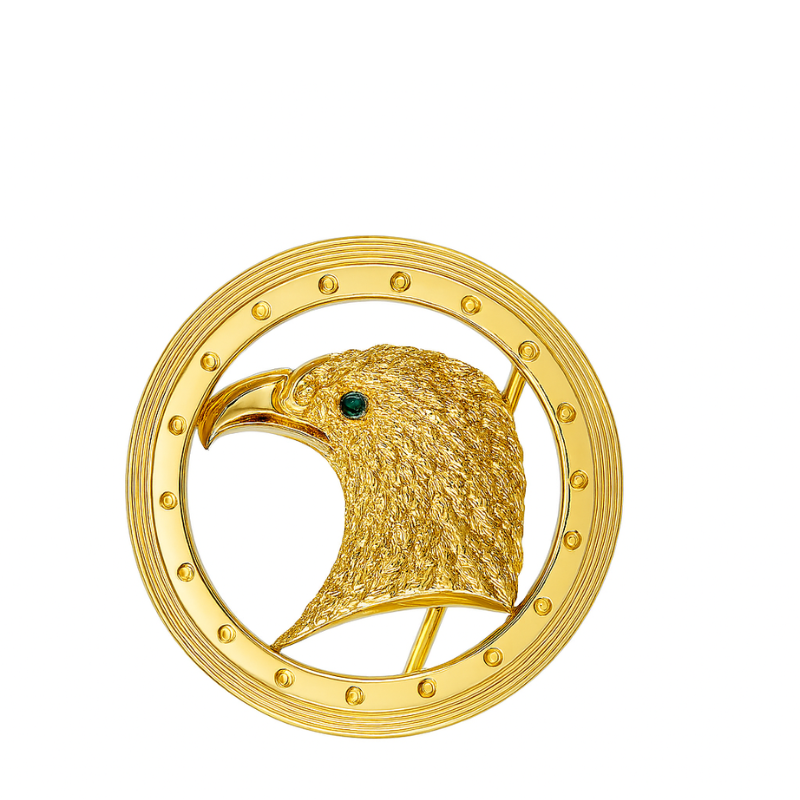 Luxury Sky Blue Textured Leather Eagle Medallion Orbit Buckle Belt