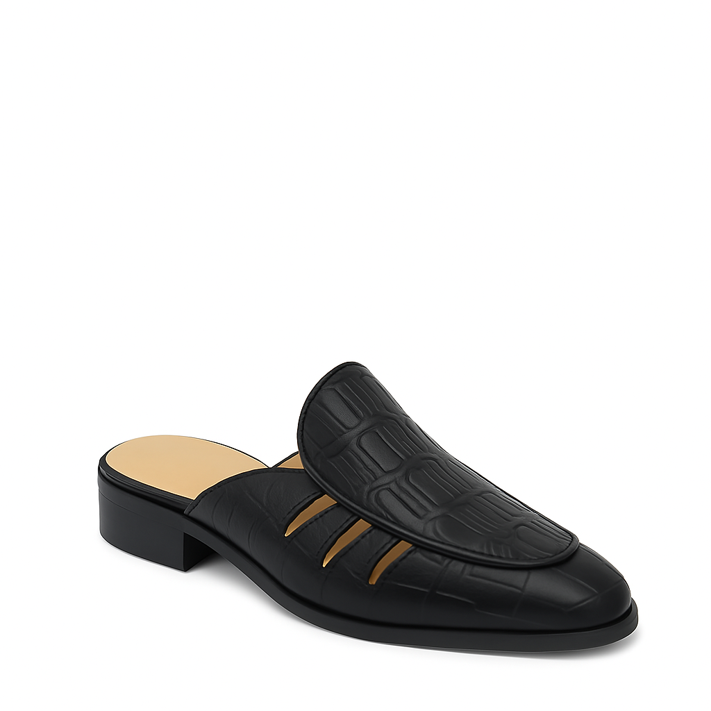 Stylish Croco Leather Mule