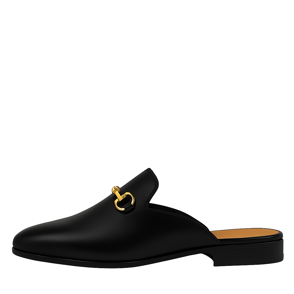 Plain Design Leather Mule