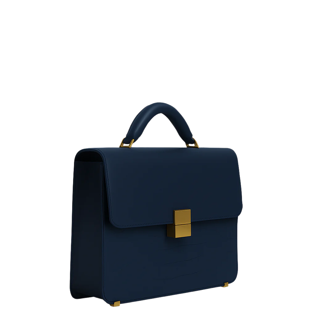 Luxurious Blue Crocodile Textured Briefcase