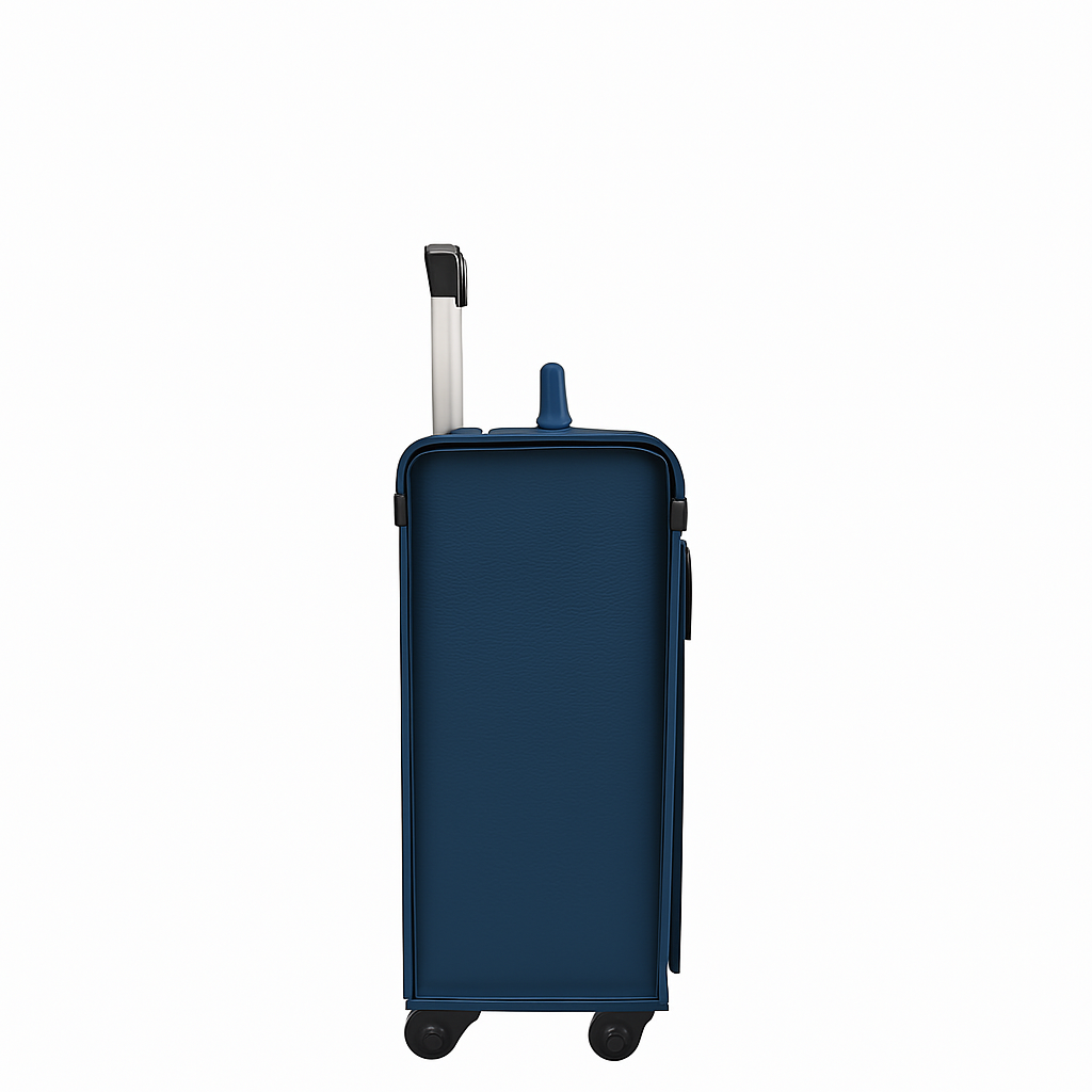 Premium Edition Italian Four Wheel Leather Blue Trolley Bag