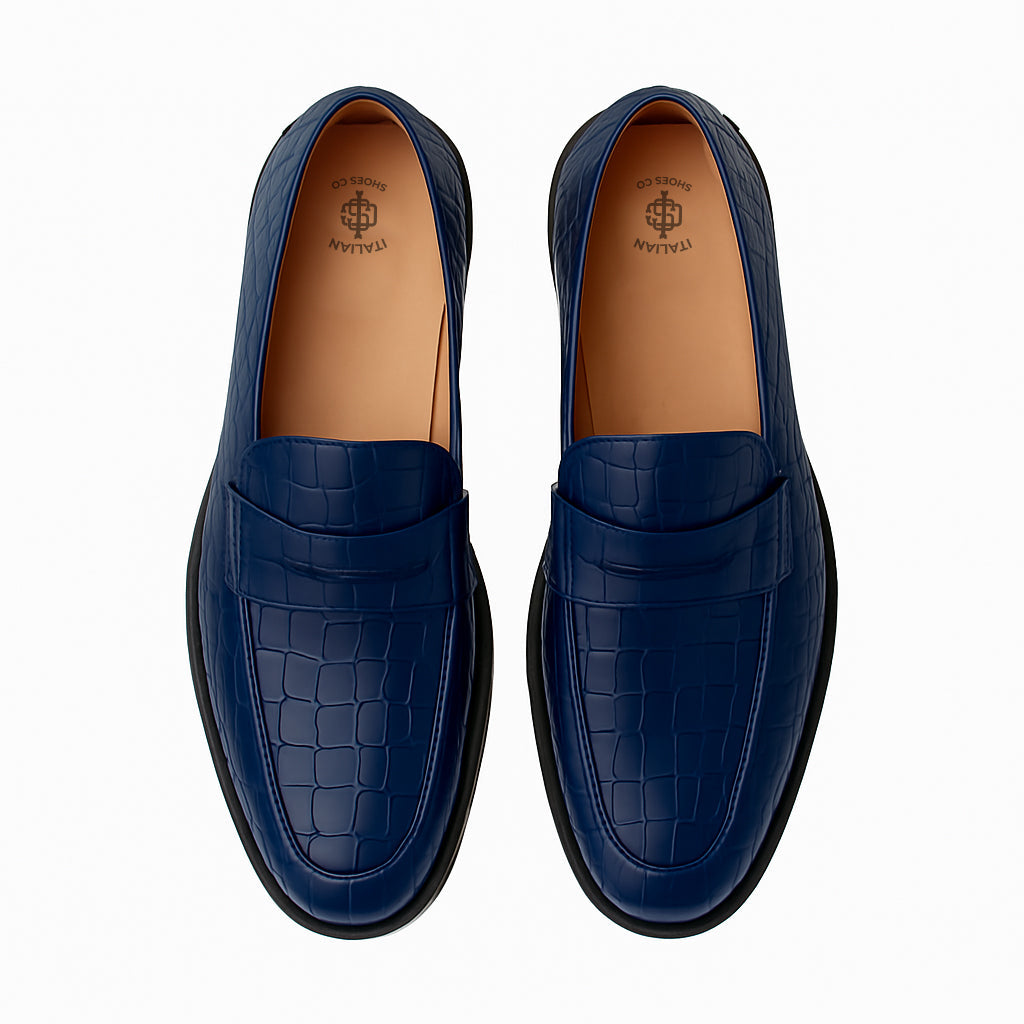Croco Leather Printed Loafers