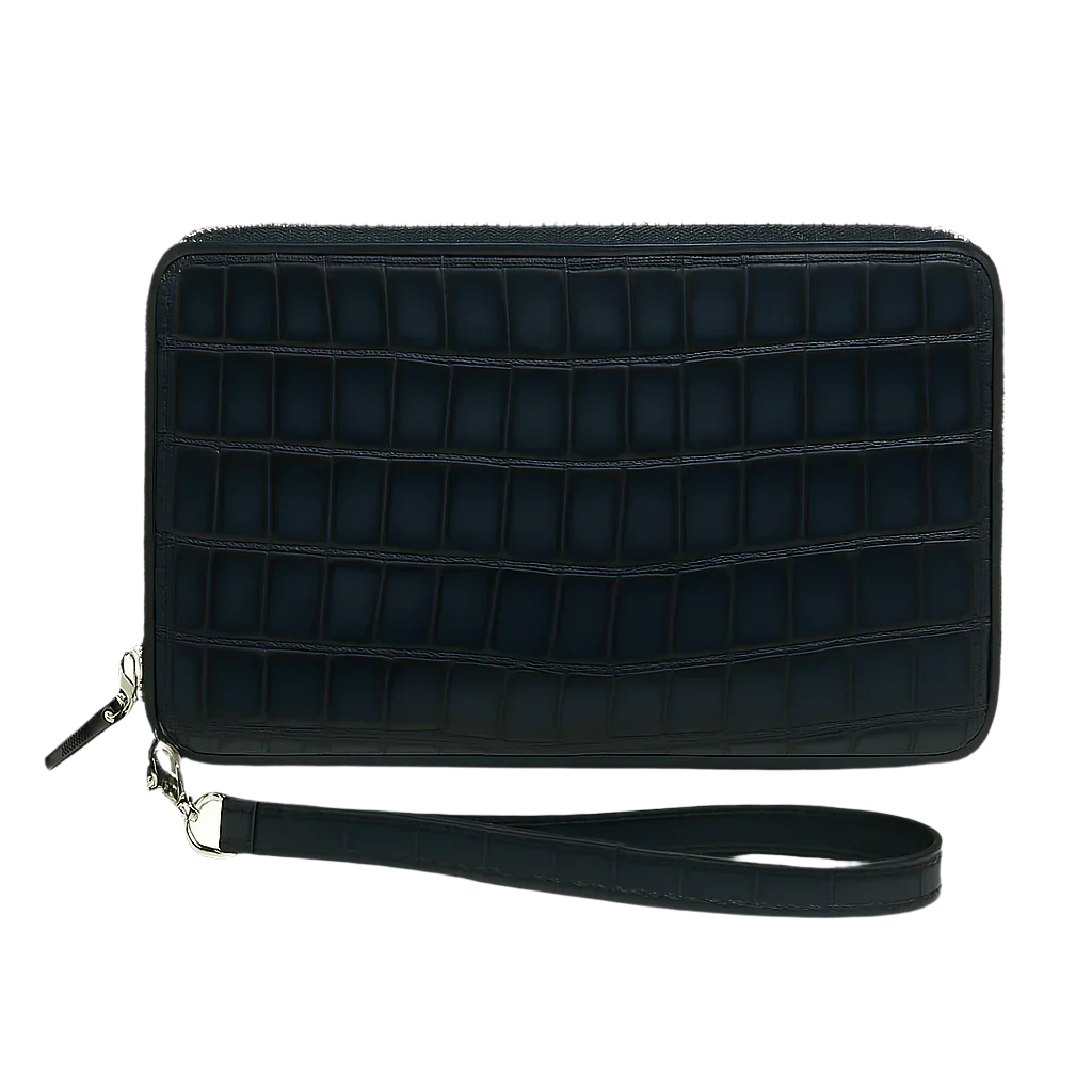 Croco Textured Around Zip Wallet