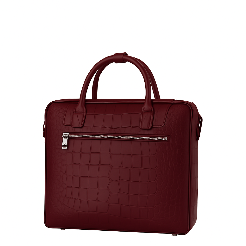 Italian Croco Leather Front Pocket Blue Briefcase Bag