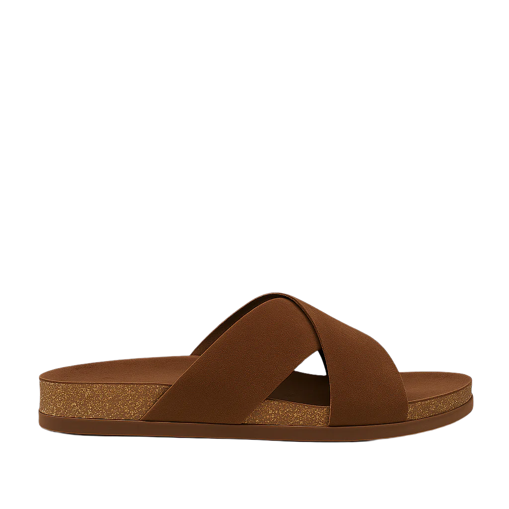 Men's Cross Strap Suede Comfort Slipper