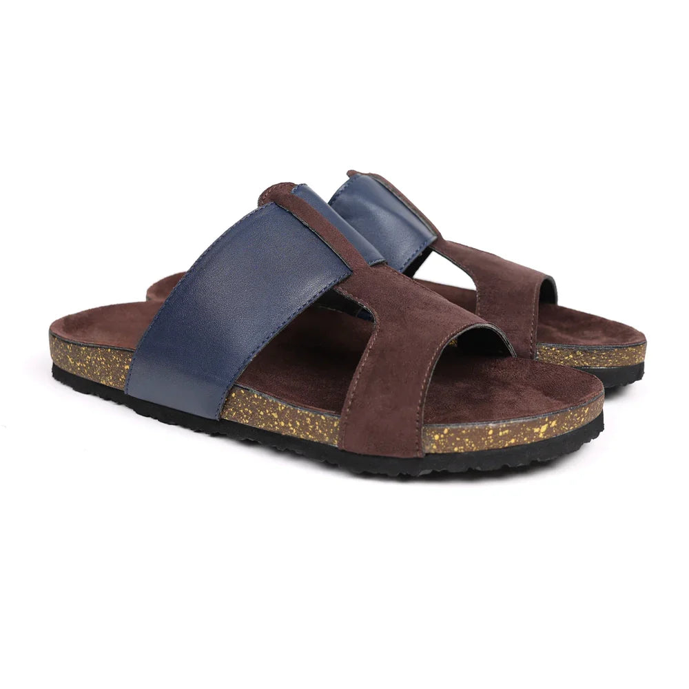 Cork Cross Strap Sandals - Brown and