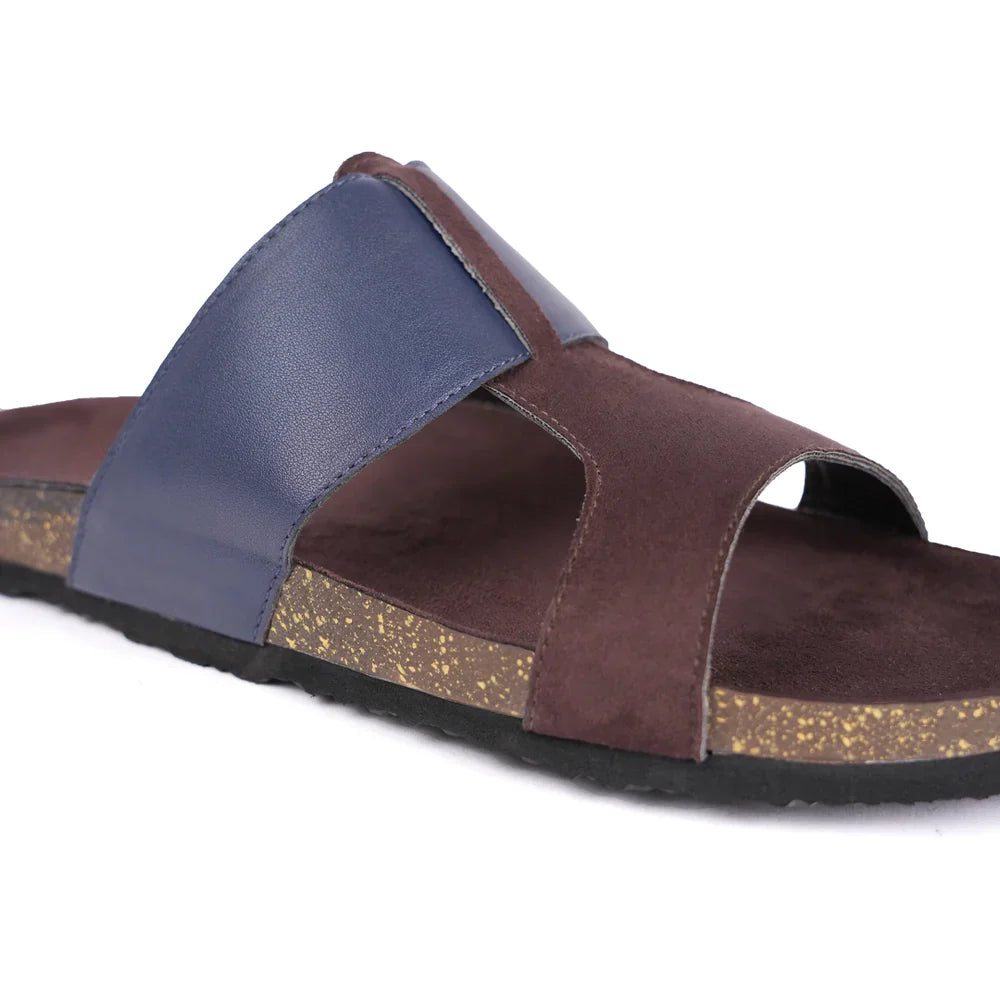 Cork Cross Strap Sandals - Brown and