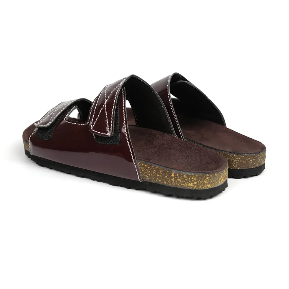 Cork Dual-Straps Sandals - Glossy