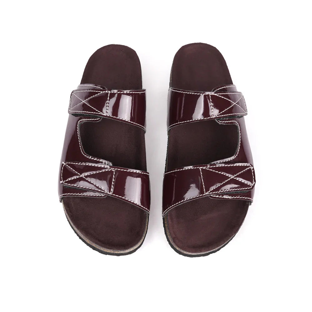 Cork Dual-Straps Sandals - Glossy