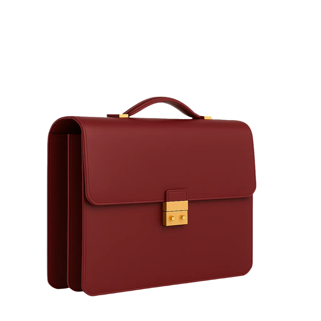 Men's Double Compartment Classy Burgundy Briefcase