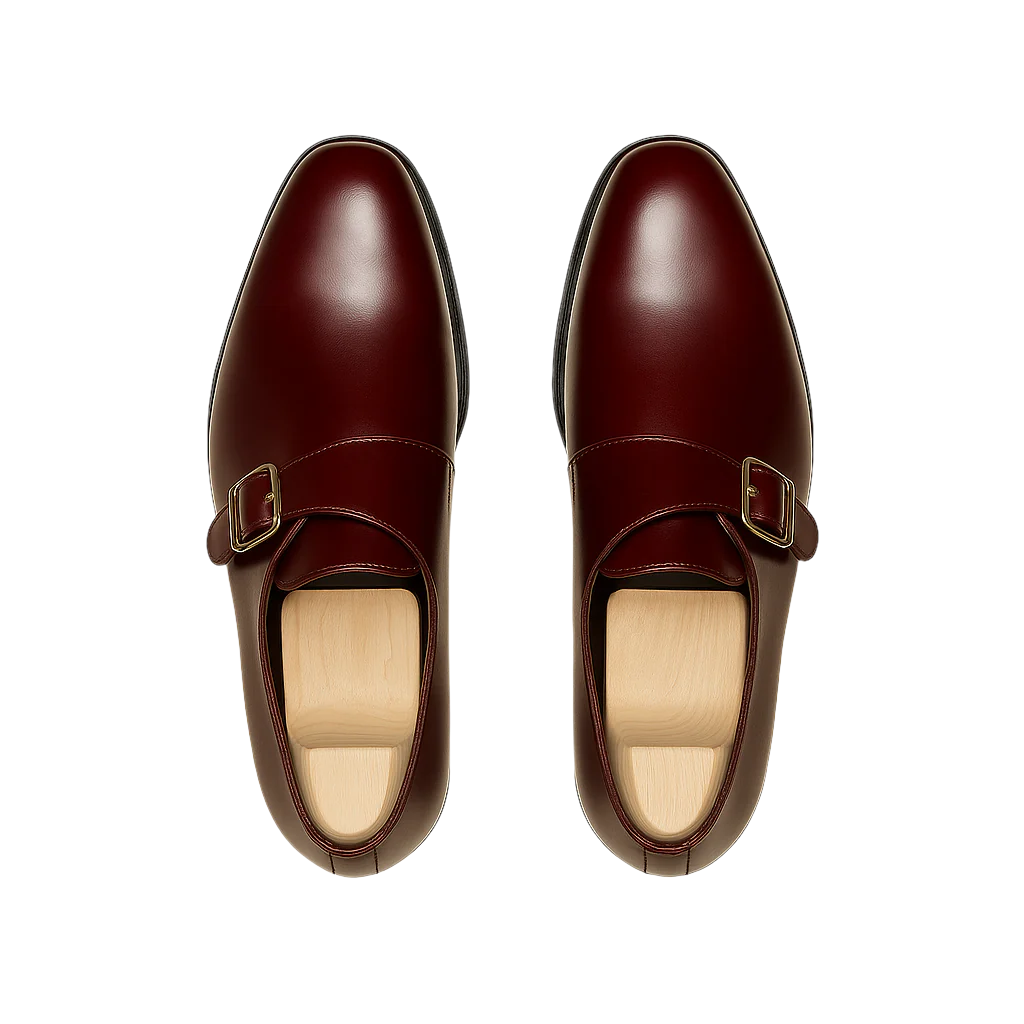 Classic Burgundy Monk Strap Leather Shoe