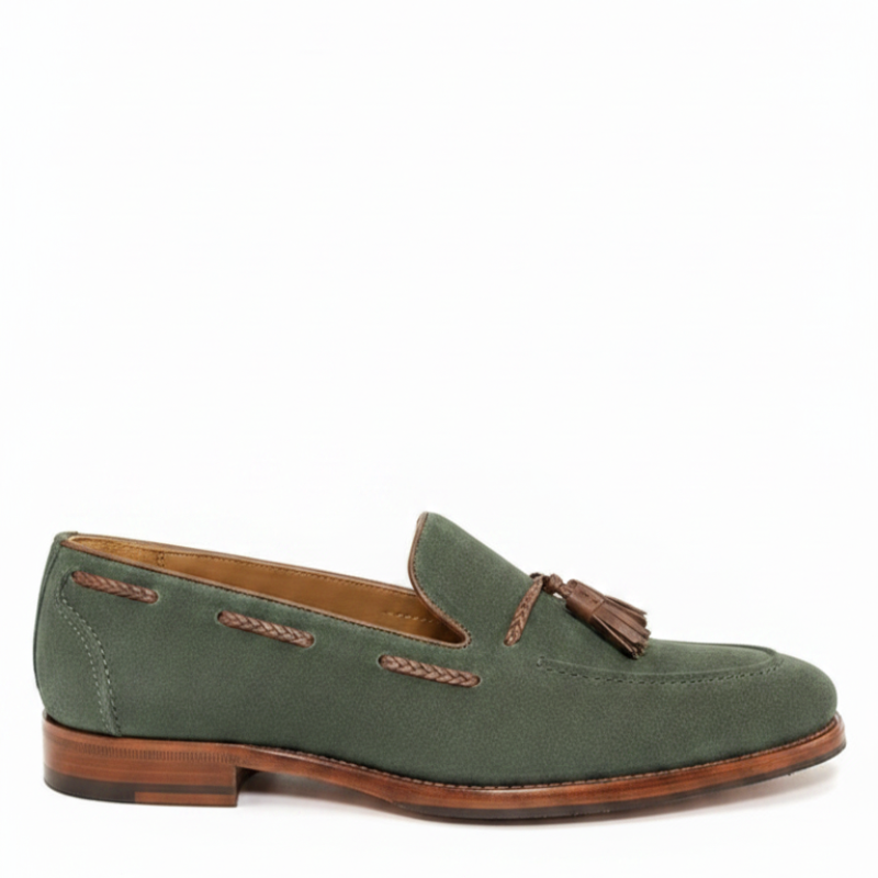 Braided Charm Italian Suede Tassel Loafers