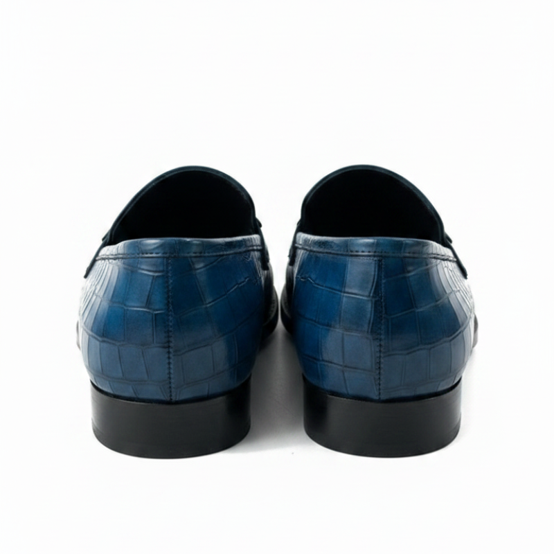 Crocodileäóïtextured Leather Loafers With Metallic Horsebit Ornament