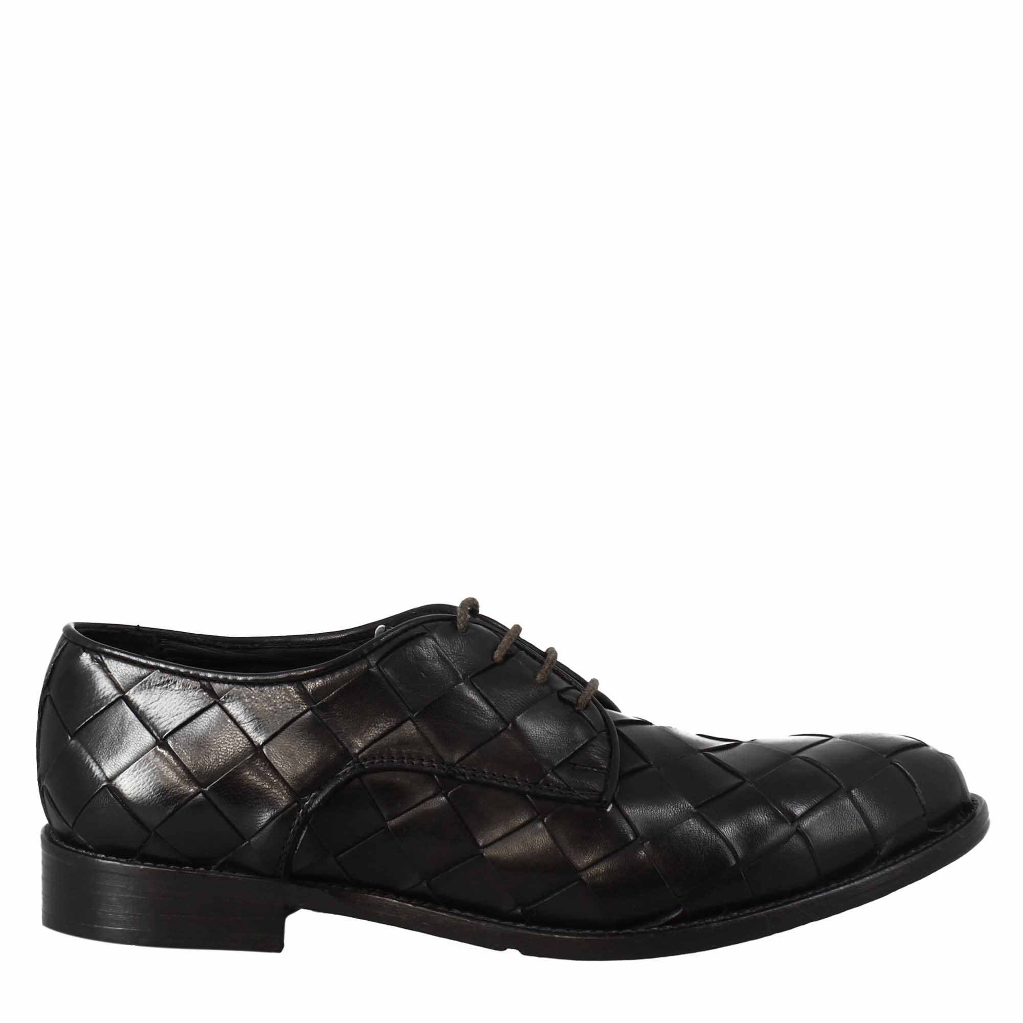 Vintage Black Derby woven leather