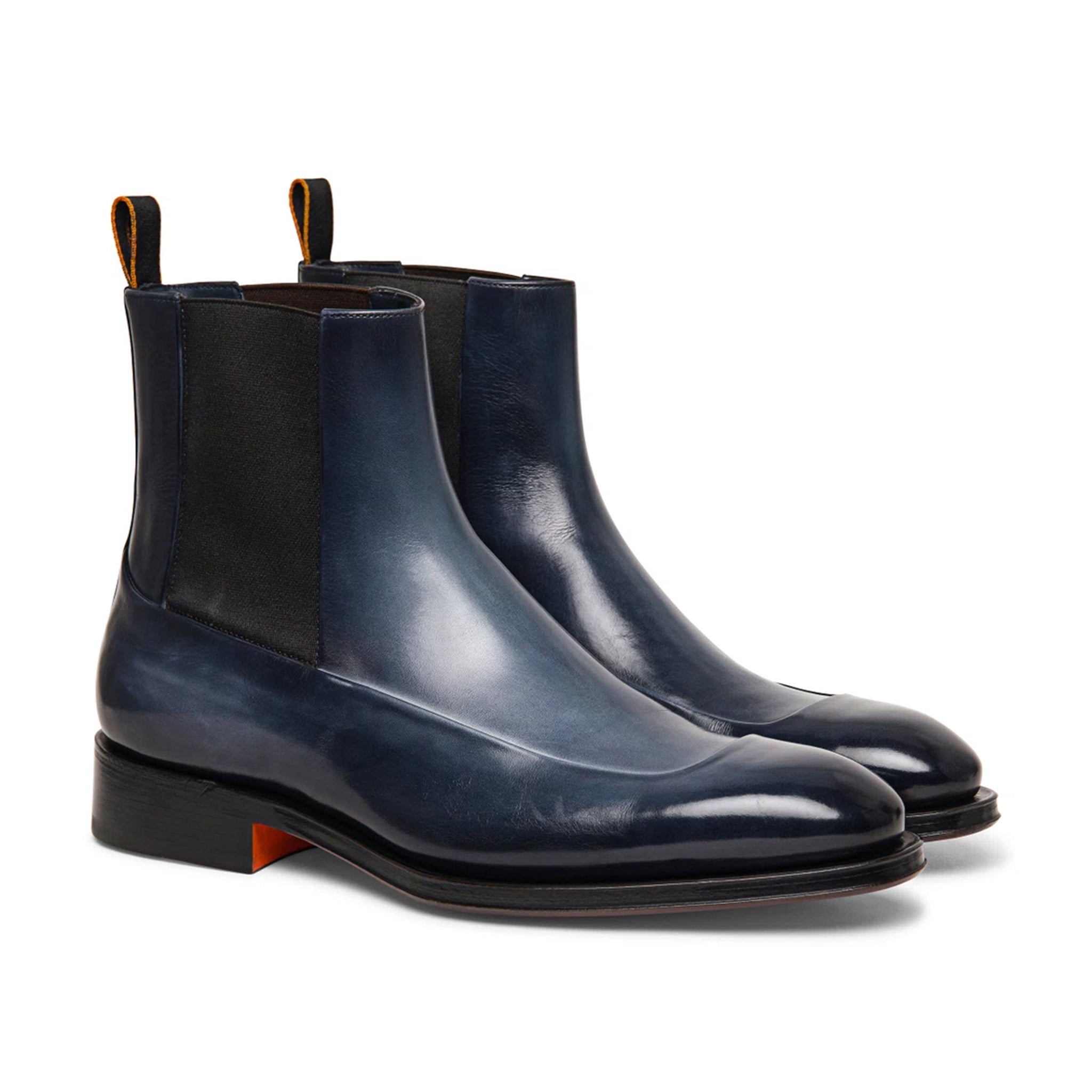Men s Blue Leather Chelsea Boots