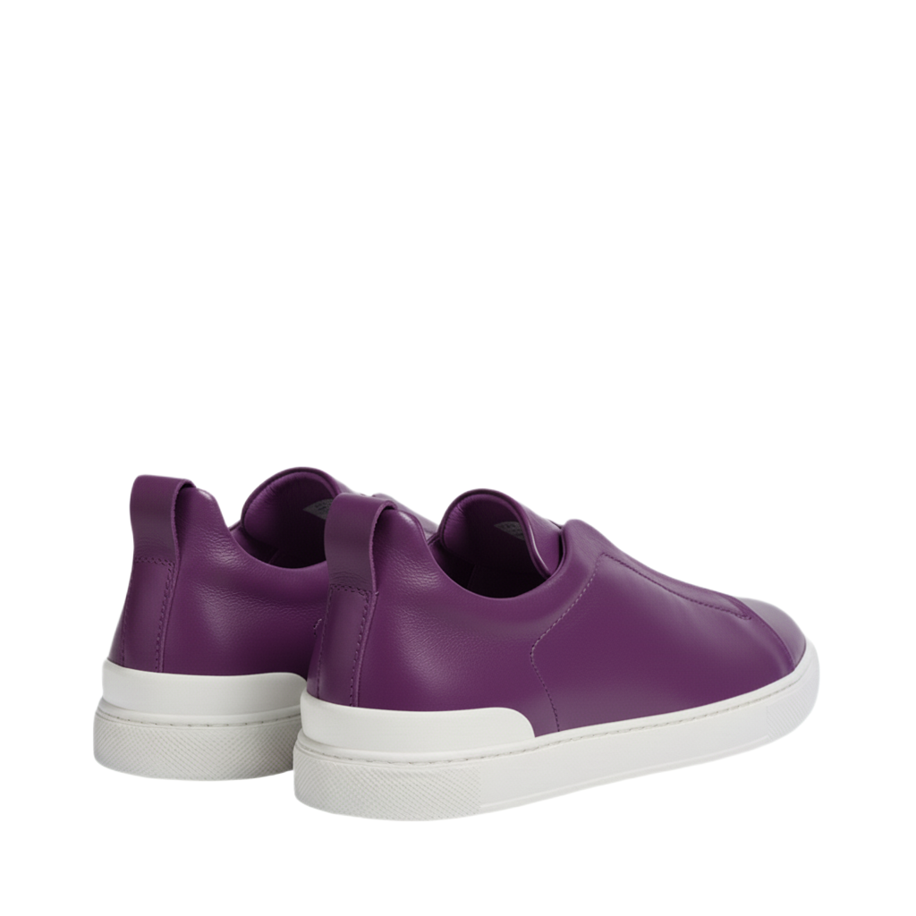 Luxury Edition Triple Stitch Leather Burgundy Sneaker for Men s