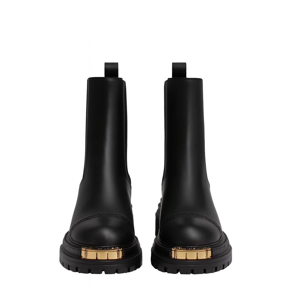 Luxury Ankle Boots for Womens with Gold-accent Toe Detail