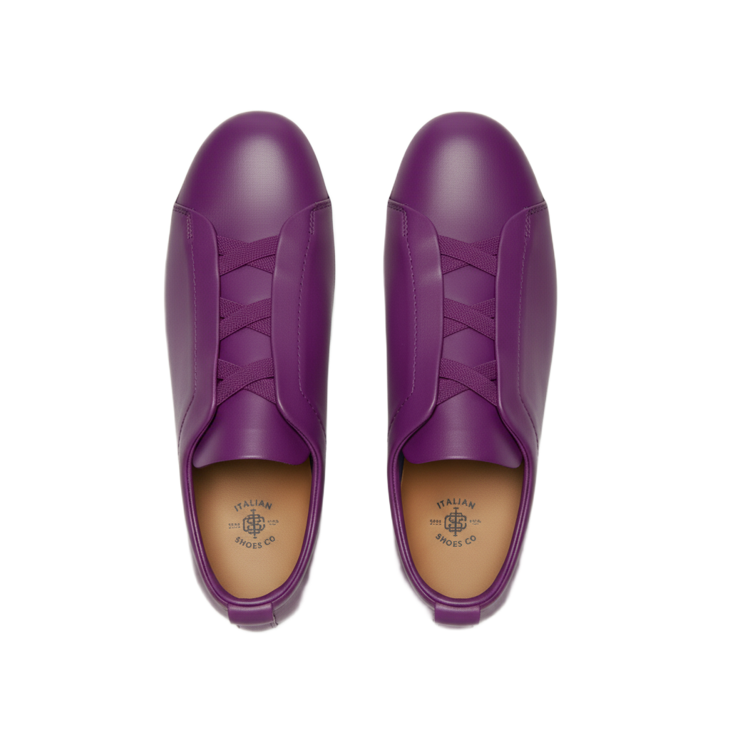 Luxury Edition Triple Stitch Leather Burgundy Sneaker for Men s