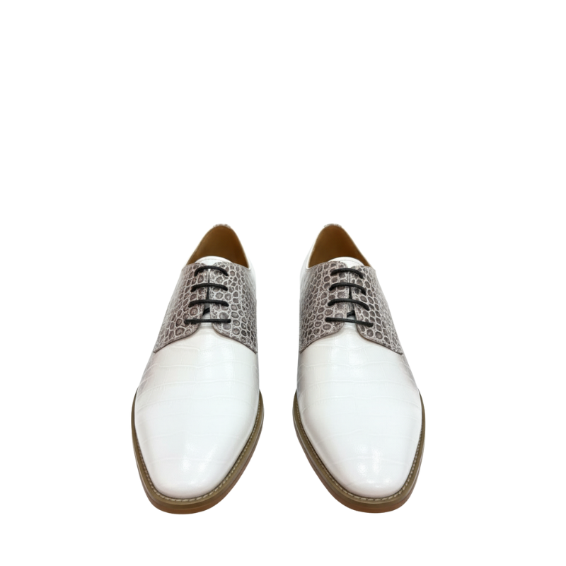 Ivory Python Textured Luxury Derby Shoes