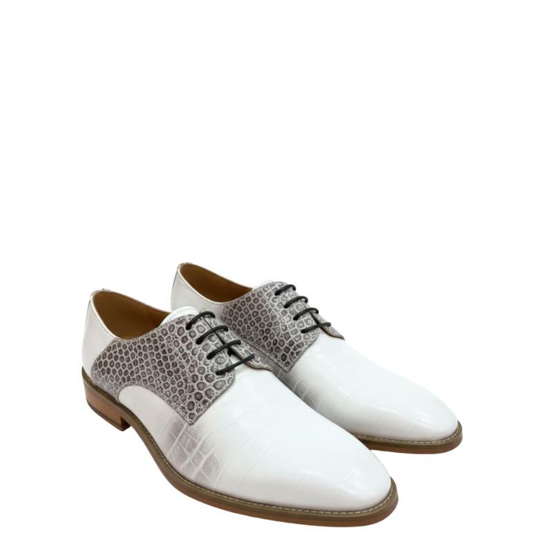 Ivory Python Textured Luxury Derby Shoes