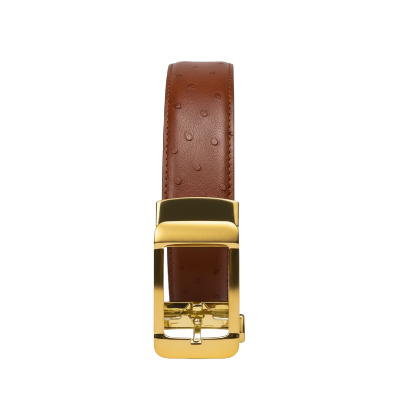 Croco Leather Strap Embossed Finish Belt with Golden Autolock Buckle