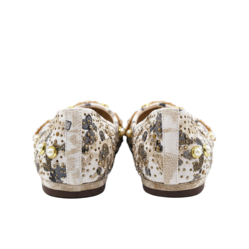 Royal Pearl Ethnic Embroidered Ballet Flats