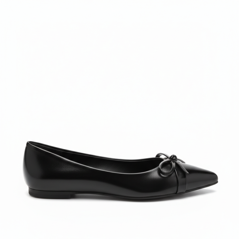 Italian Noir Bow Point Flats Ballerinas