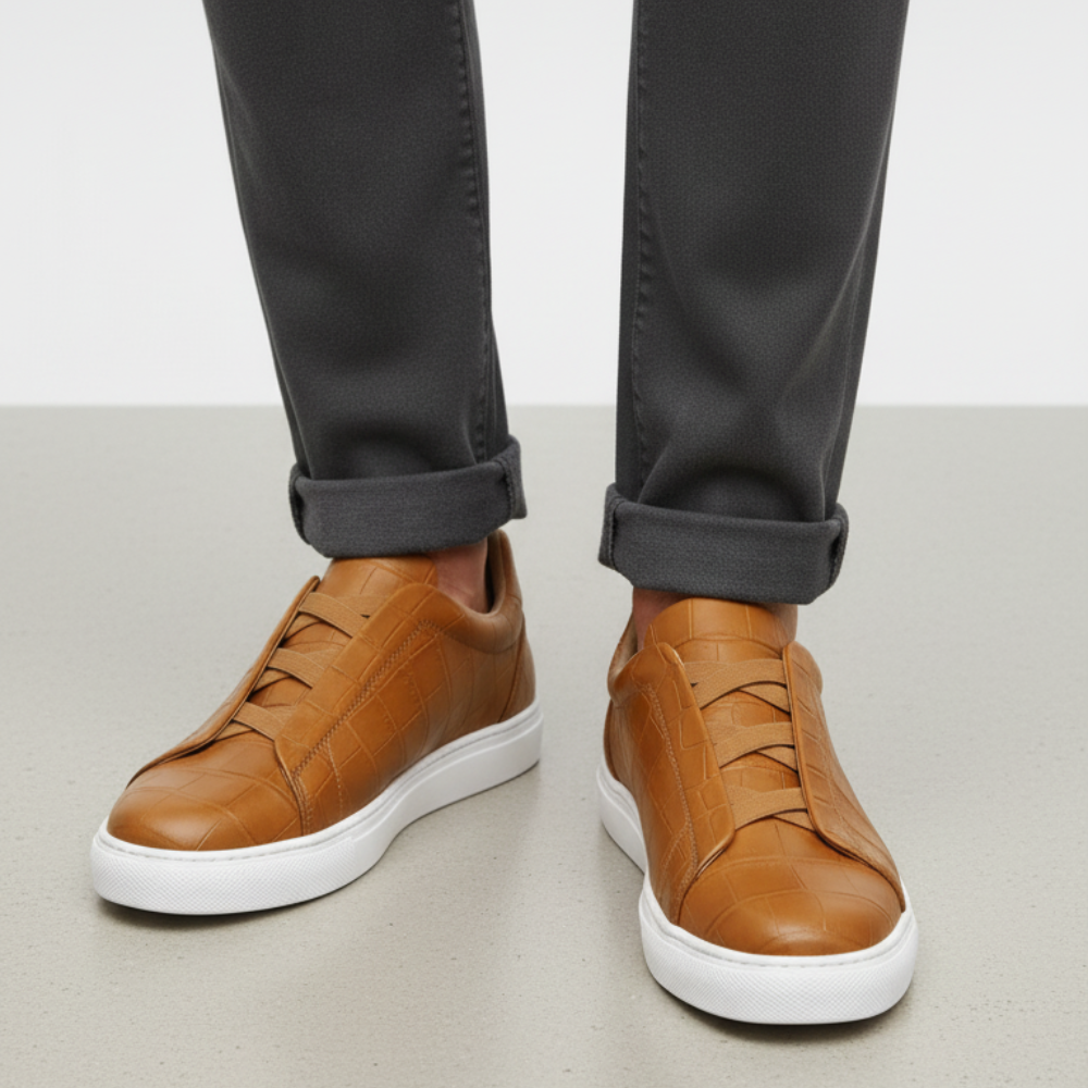 Premium Croc Embossed Luxe Sneakers