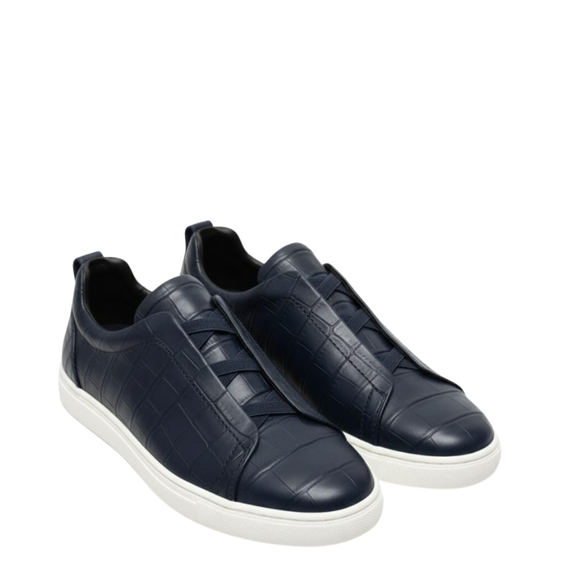 Croc Embossed Italian Luxe Slip On Sneakers