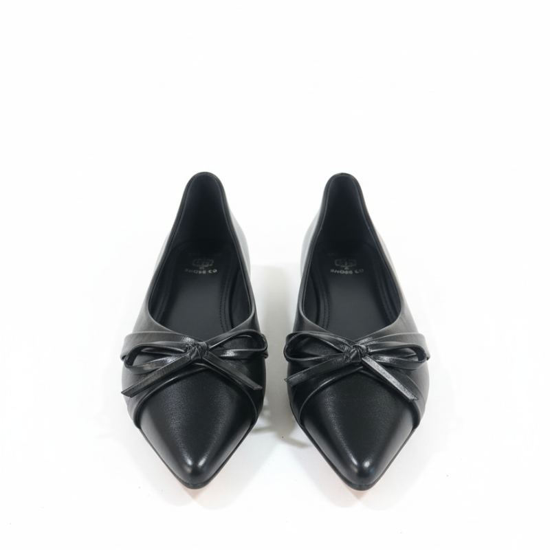 Italian Noir Bow Point Flats Ballerinas