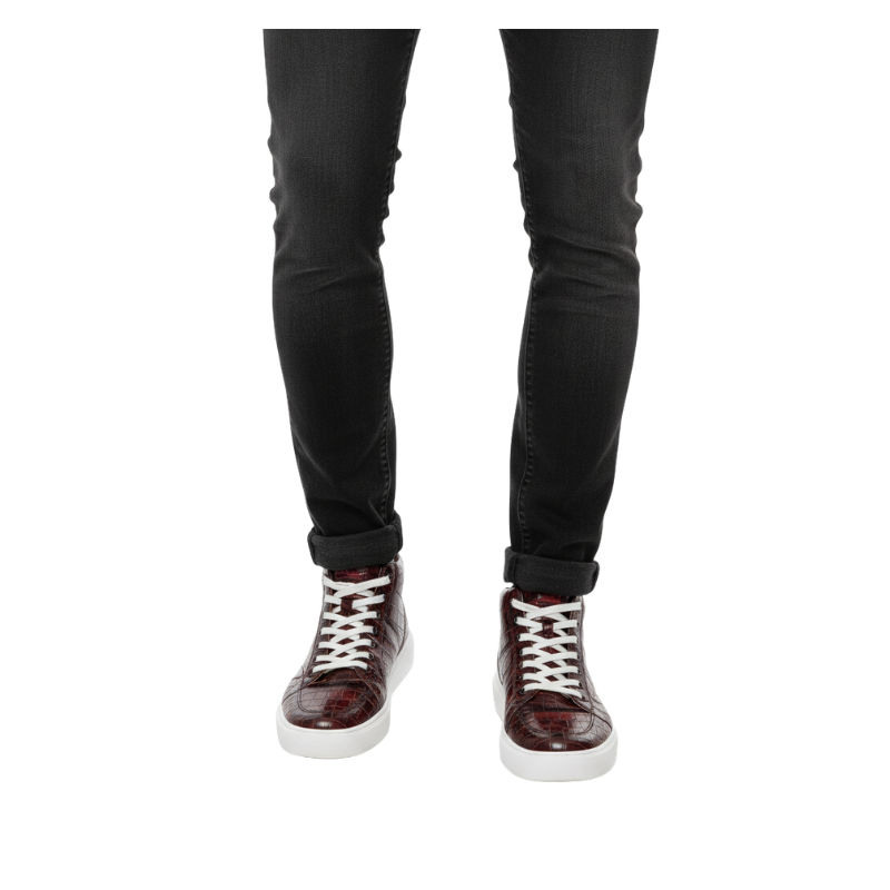 Crimson Python Luxe High Top Sneakers