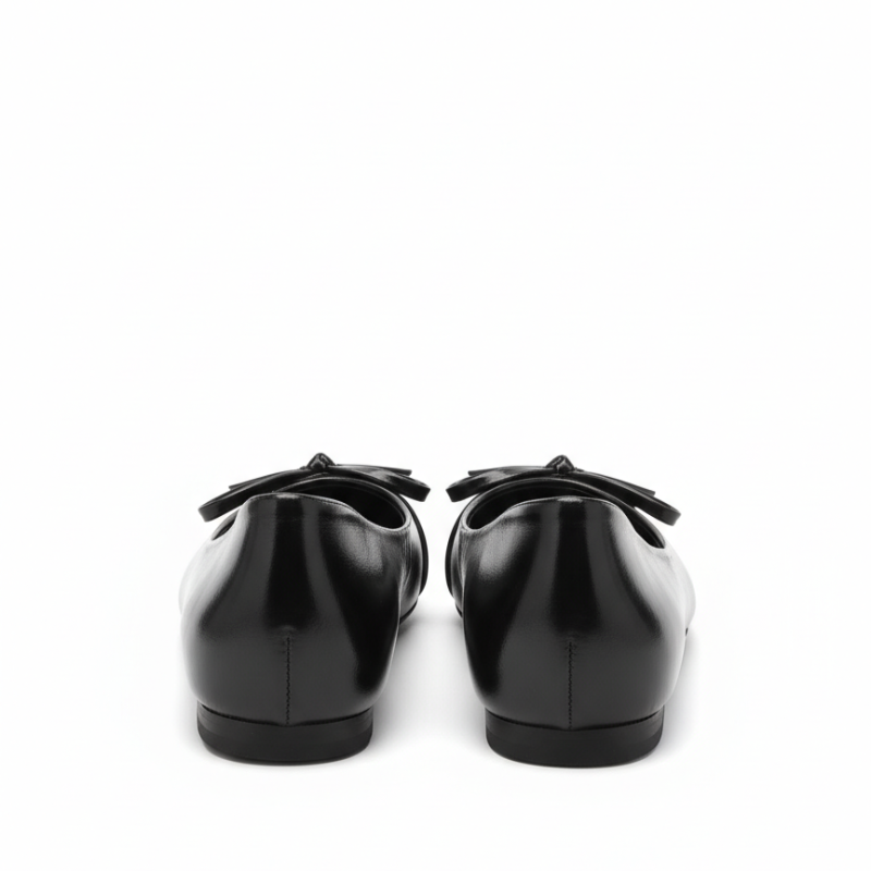 Italian Noir Bow Point Flats Ballerinas