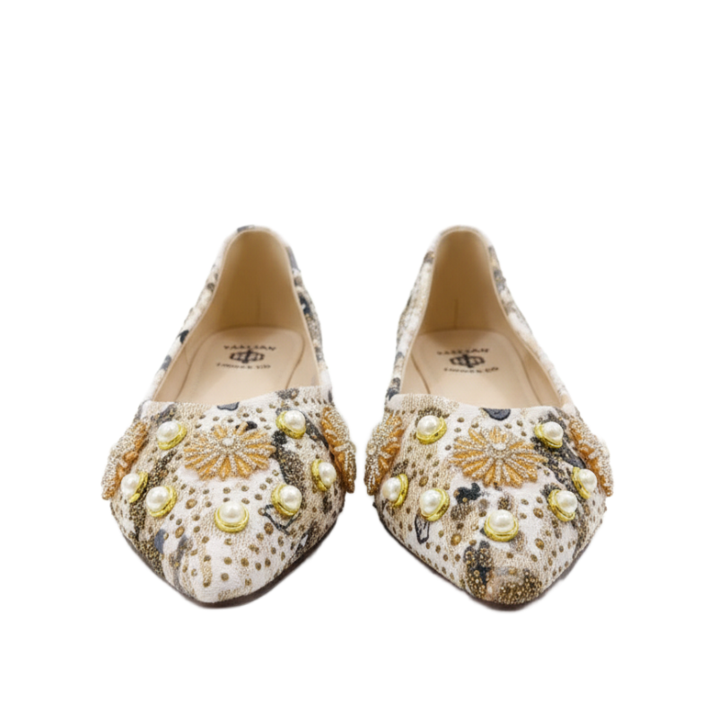 Royal Pearl Ethnic Embroidered Ballet Flats