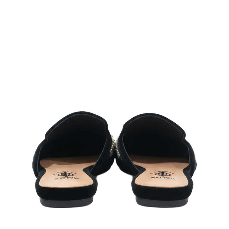 Floral Embroidered Midnight Velvet Women Mules