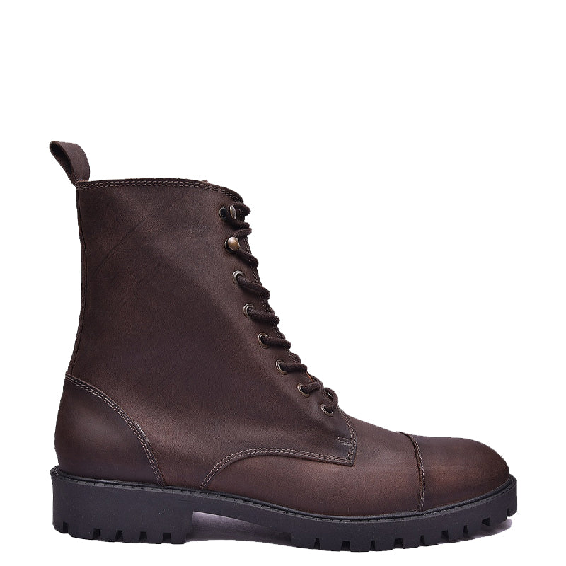 Custom Handmade Leather High Ankle Brown Boot For Men