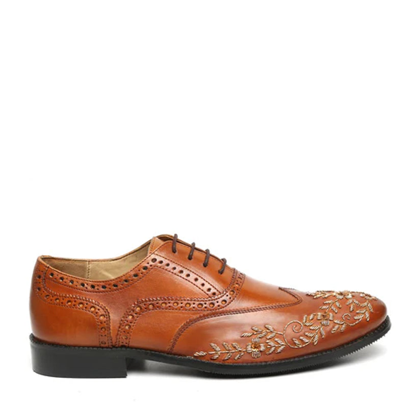 Leather Lace Up Wingtip Shoes For Men