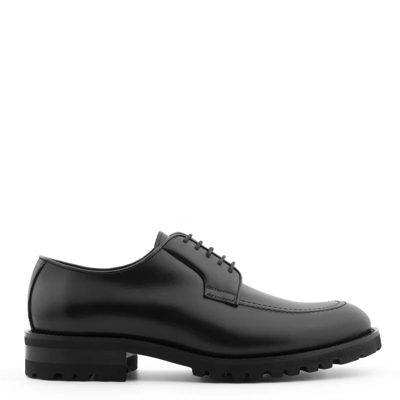 Men Classic Plain Solid Leather Derby Shoe
