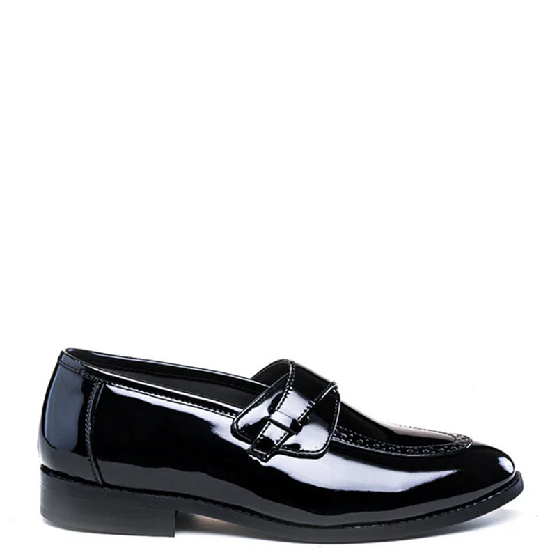 Men Classic Patent Shiny Leather Burgundy Loafer