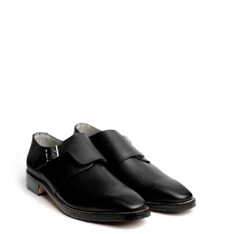 Men Textured Leather Single Monk Strap Shoe