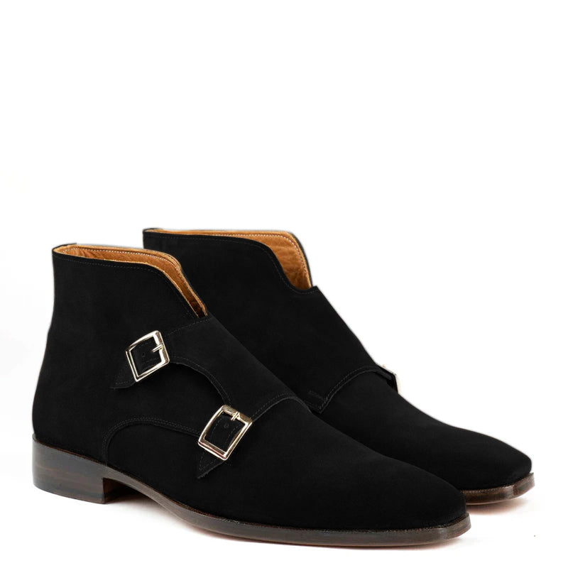 Classic Suede Leather Double Monkstraps Ankle Boot