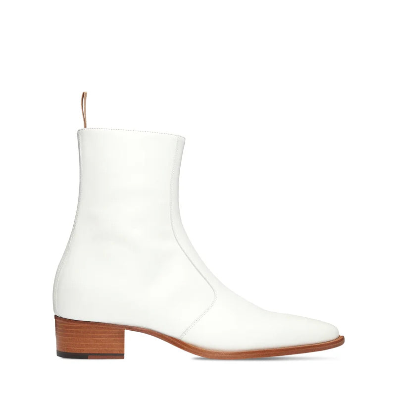 High Heel Side Zip Leather Ankle Boots