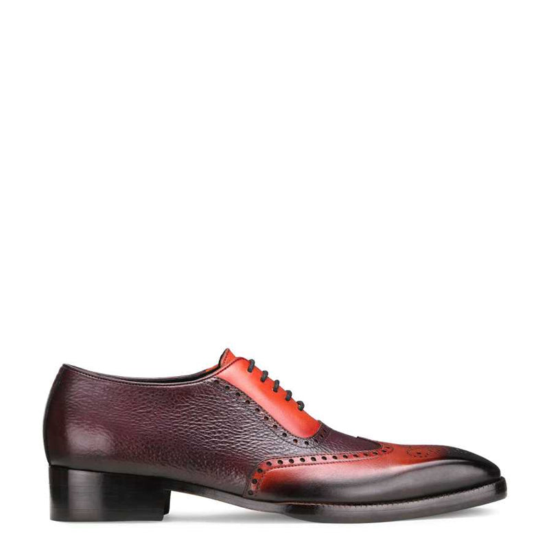 Celestia Wingtip Dual Tone Leather Oxford Burgundy Tan Shoe