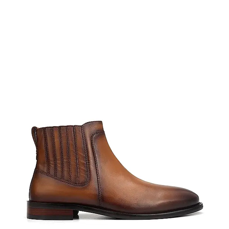 Mid Top Plain Leather Handmade Stylish Chelsea Boots