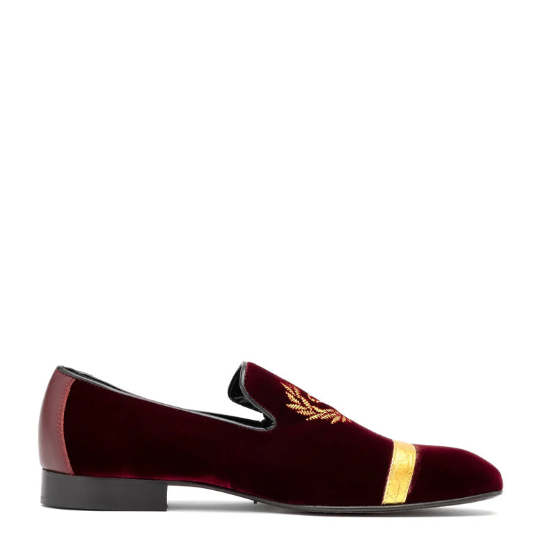 Velvet Slip Ons with Royal Eagle Embroidery