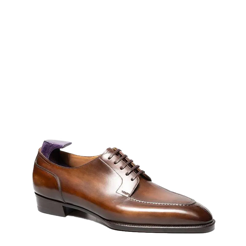 HandPainted Wholecut Split Toe Leather Oxford Tan / Brown Shoe