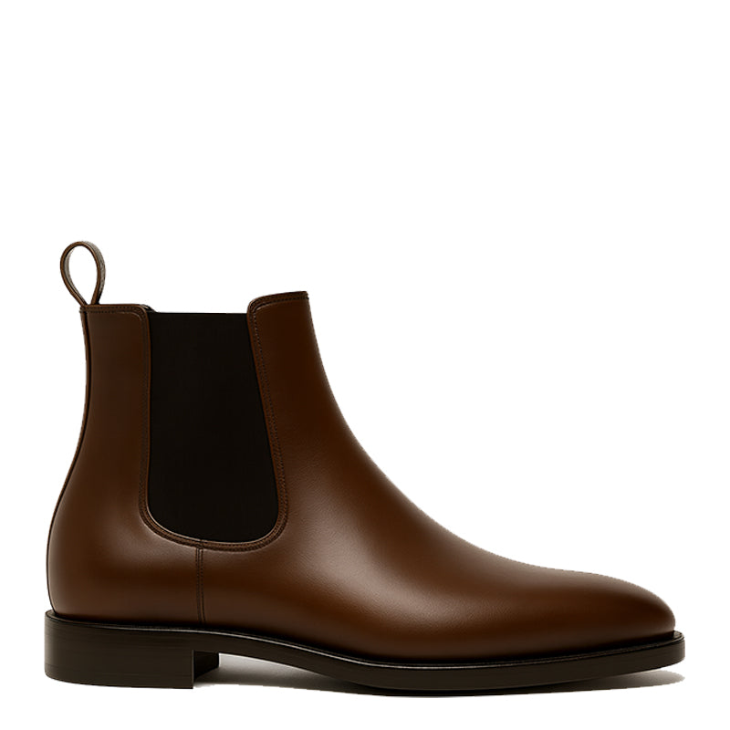 Mens Round Toe Block Heeled Chelsea Boots